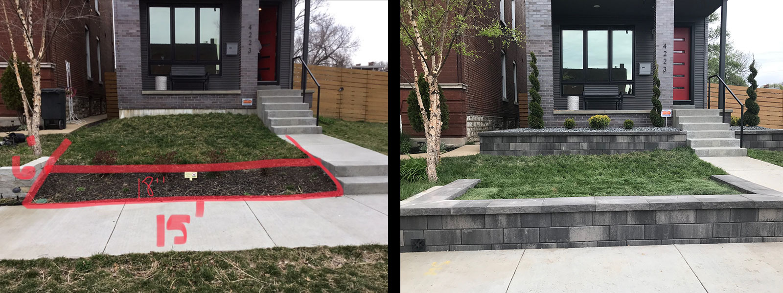 Before and after big bend landscaping tandem wall hardscape