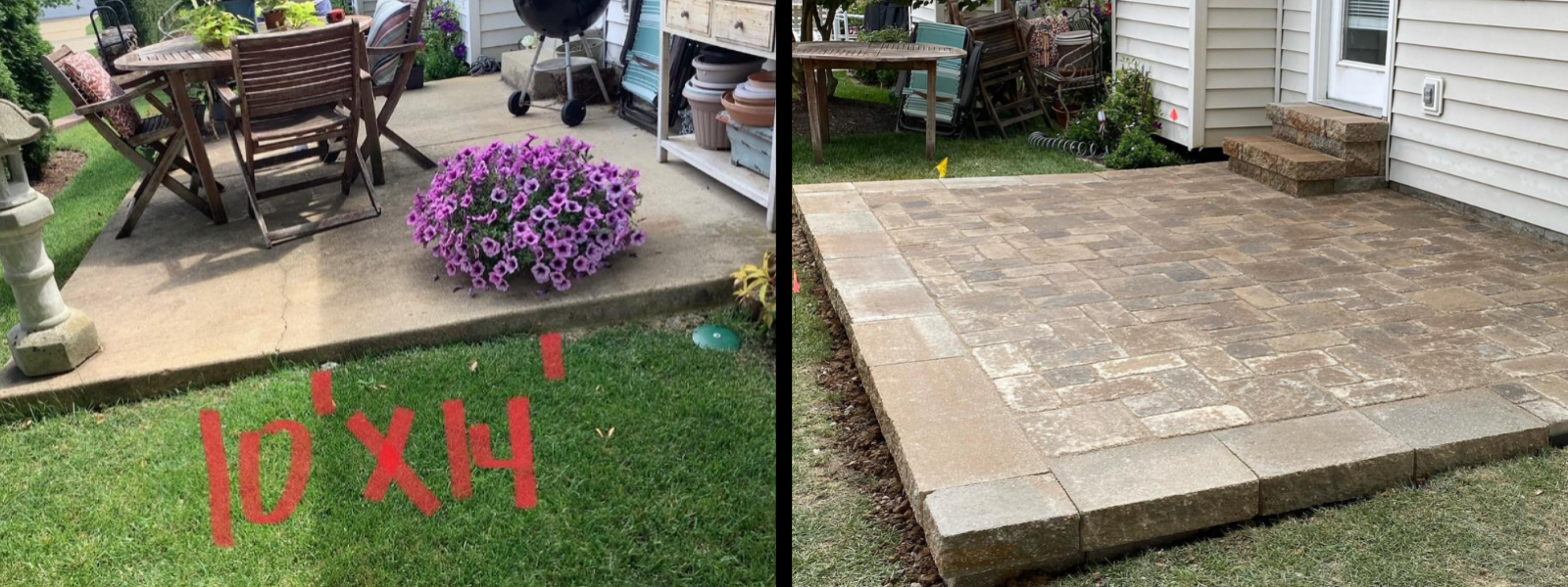 Big Bend Landscaping remove landscaping add tandem stone wall around patio