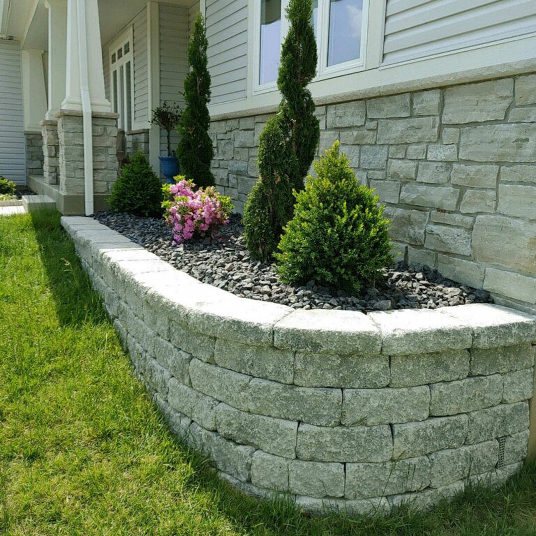 Big Bend Landscaping front yard rock wall